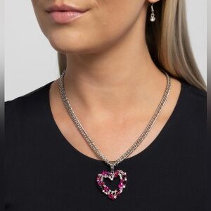 NWT Multi-Color Pink Heart Necklace & Earrings Set(Last One)